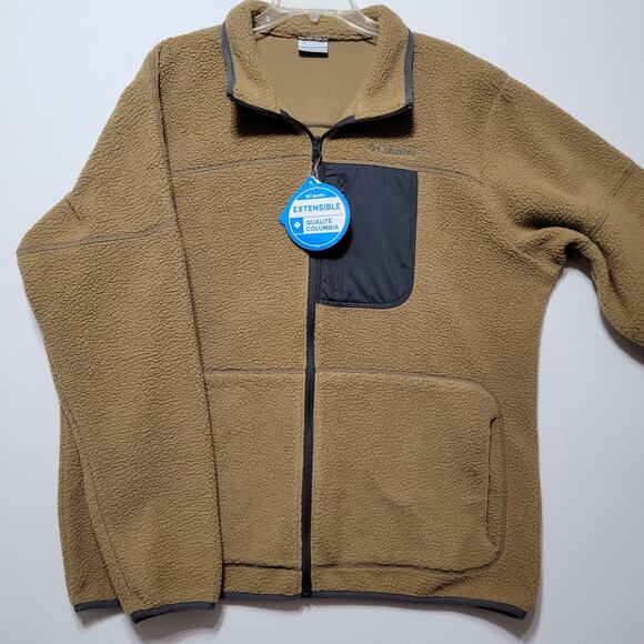 NWT Columbia Rugged Ridge Sherpa Brown Fleece Mens XL Full Zip AM0478 - Picture 9 of 12